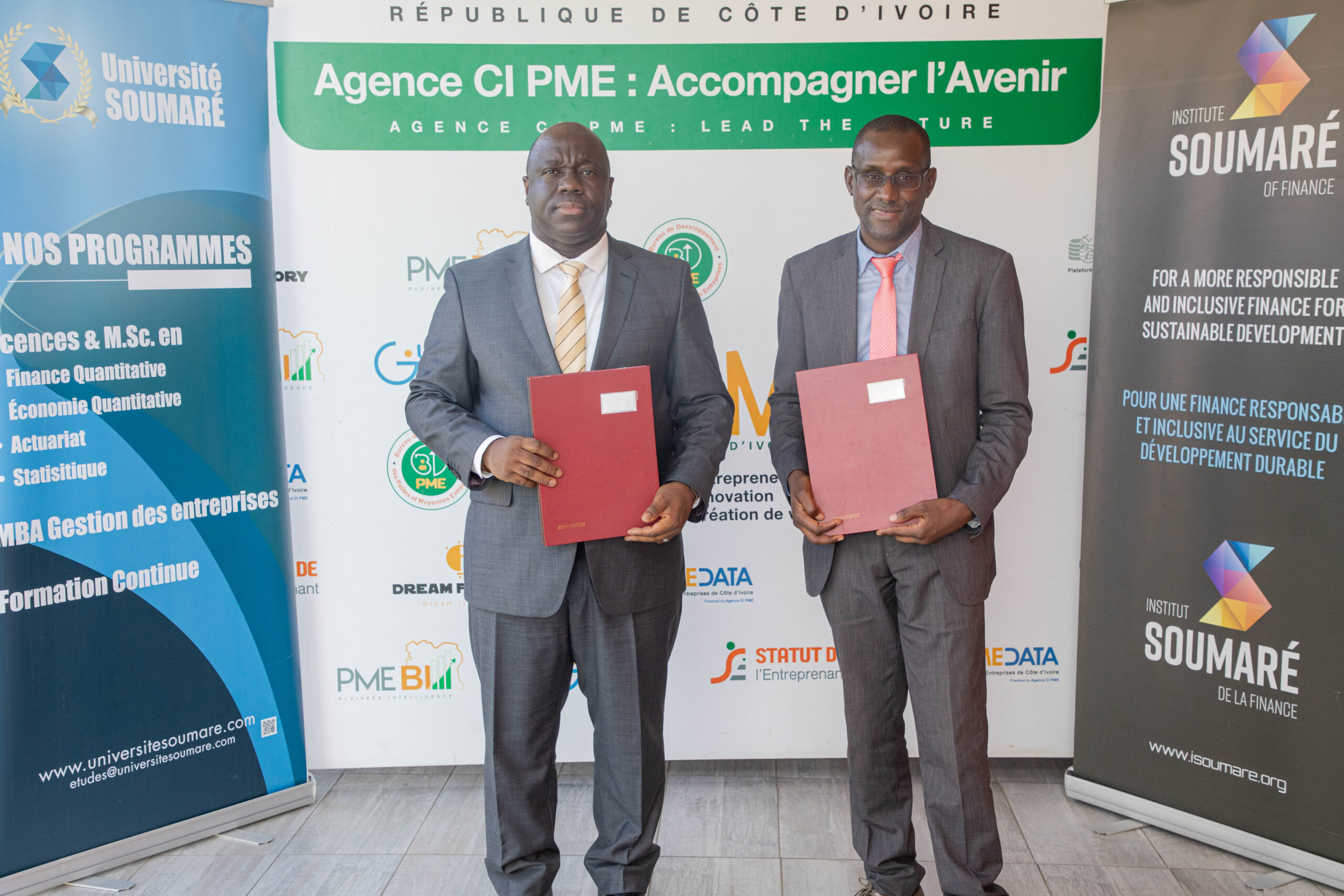 SIGNATURE D’UN PROTOCOLE D’ACCORD ENTRE L’AGENCE CI PME, L’UNIVERSITE SOUMARE ET L’ Institut SOUMARE de la Finance.